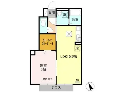 ユヌカシェット(1LDK/1階)の間取り写真