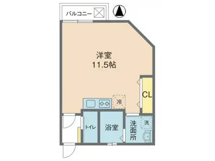 THE GRASS(1K/2階)の間取り写真