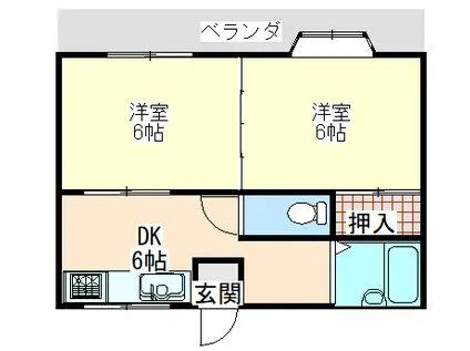 シティコスモ高田南本町(2DK/1階)の間取り写真