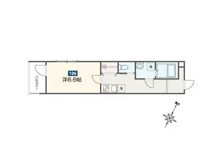 メルディア福生3(1K/1階)の間取り写真