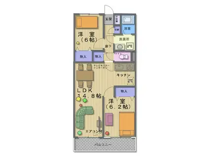 パークサイドミサワ(2LDK/2階)の間取り写真