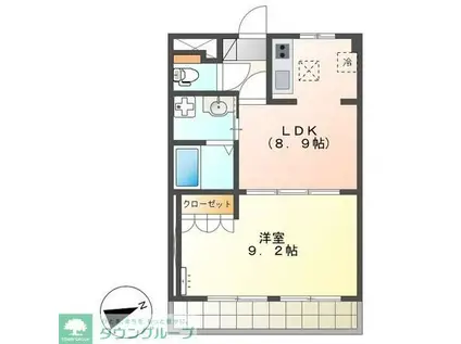 プレイス(1LDK/2階)の間取り写真