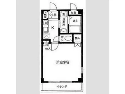 サフィーロII(1K/1階)の間取り写真