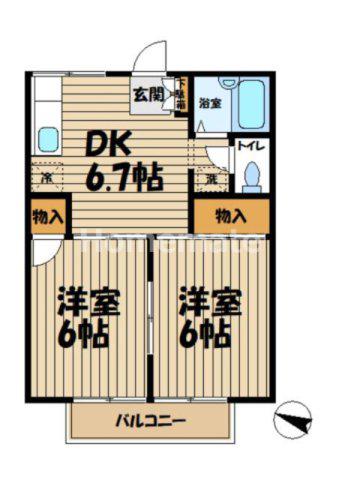 グリーンコーポ(2DK/2階)の間取り写真