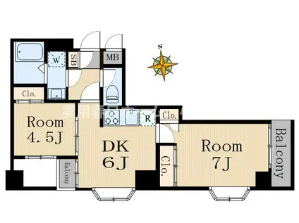 DWELL EMINENT(2DK/5階)の間取り写真