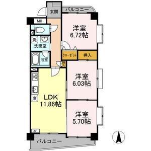 カンタベリーコート(3LDK/2階)の間取り写真