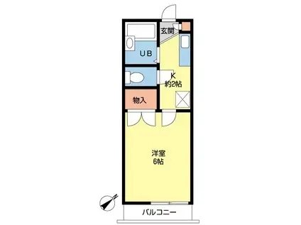 フィオーレI(1K/1階)の間取り写真