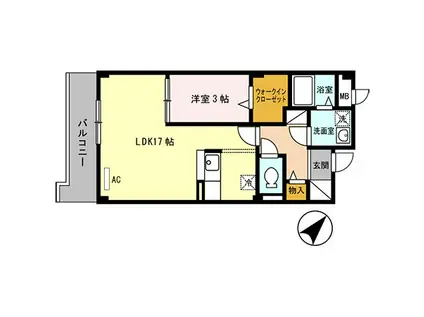 ヴァンエステート北在家(1LDK/3階)の間取り写真