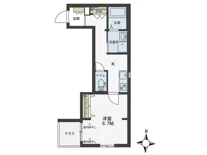BRIGHT HILLS URAWA(1K/1階)の間取り写真