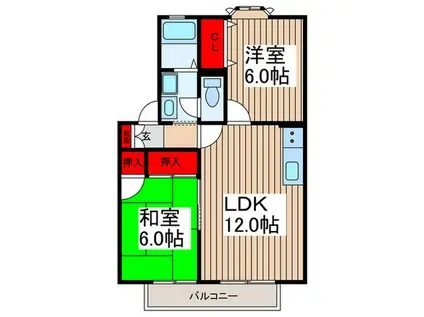 サンハウス(2LDK/2階)の間取り写真