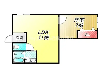 ブルーム楽音寺(1LDK/1階)の間取り写真