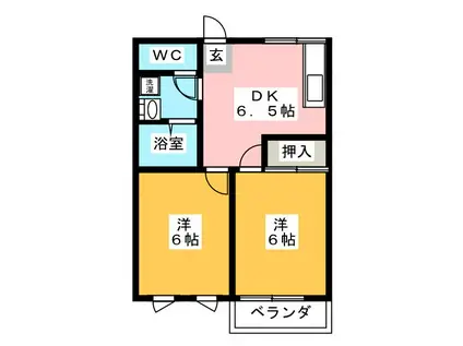 ドルフィン南藤が丘(2DK/2階)の間取り写真