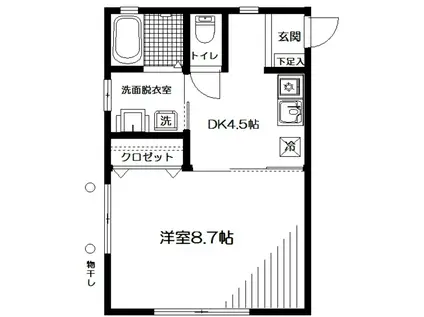 岡田ハイツ(1DK/1階)の間取り写真