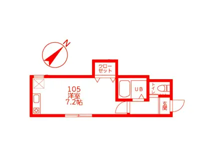 イーストヒルズ(ワンルーム/1階)の間取り写真