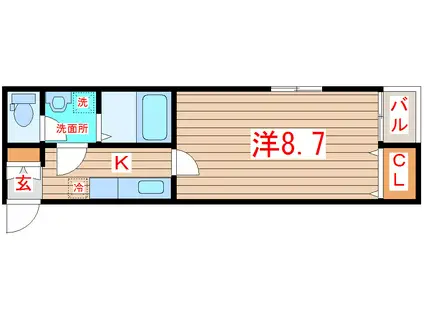 アスコット小田原(1K/2階)の間取り写真
