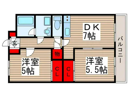 ハウス豊(2DK/3階)の間取り写真