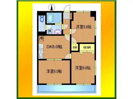 サンライズ田無III(3DK/2階)の間取り写真