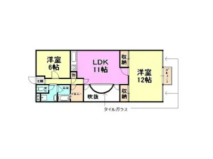 サンヒルズ芦屋I(2LDK/4階)の間取り写真