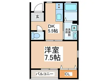 大国ハイツ(1DK/1階)の間取り写真