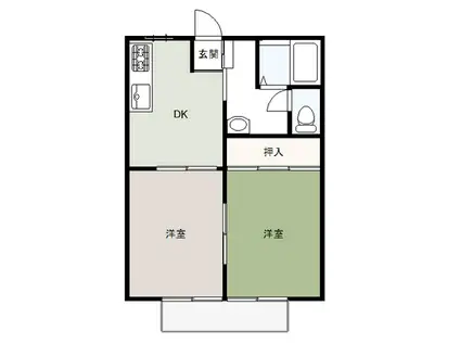 コーポイーストウッド(2DK/1階)の間取り写真