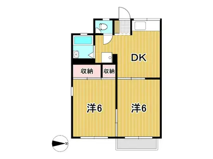 日向ハイツ(2DK/2階)の間取り写真