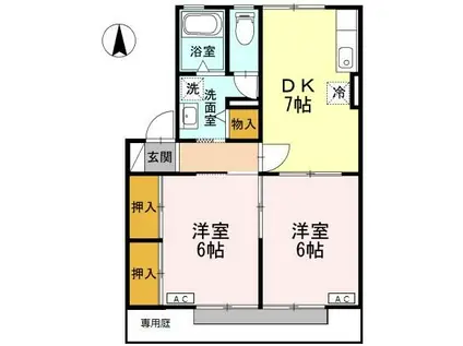 セジュールNOYORI(2DK/1階)の間取り写真