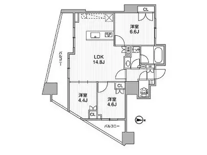 ディームス蔵前AVENUE(3LDK/12階)の間取り写真