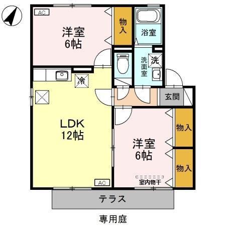 セントラルハイツC(2LDK/1階)の間取り写真