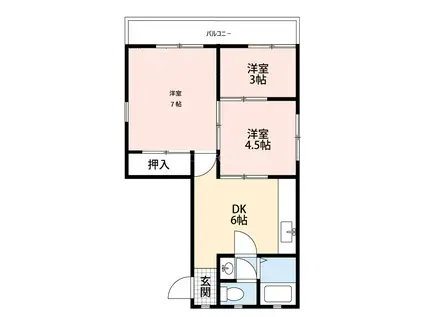 別府マンション(3DK/4階)の間取り写真