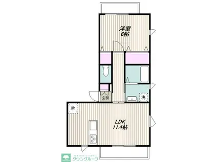 グランベリー(1LDK/2階)の間取り写真