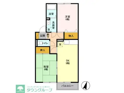 ハイツ・リヴァーサイド(2DK/2階)の間取り写真