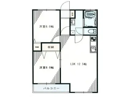 シャトレー新井(2LDK/3階)の間取り写真