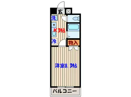 コンアモールI(1K/3階)の間取り写真