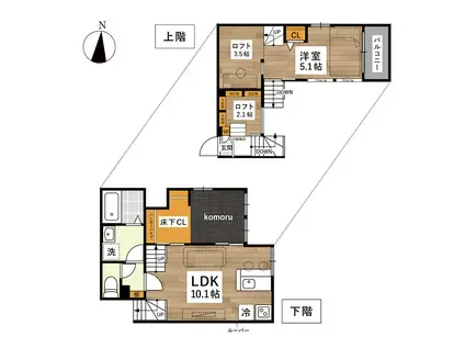 ADC西熊本IBUKI(1LDK/1階)の間取り写真