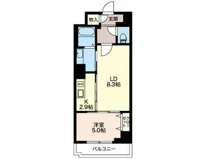 ロイジェント新栄II(1LDK/9階)の間取り写真