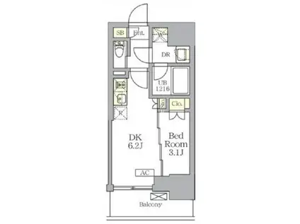 ザ・ライオンズフォーシア文京湯島(1DK/4階)の間取り写真