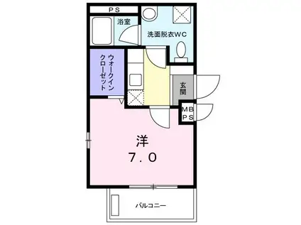 アルカディア浅間町(1K/1階)の間取り写真