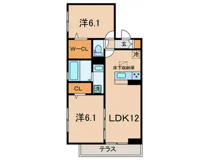 ゼフィール(2LDK/1階)の間取り写真