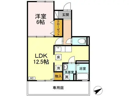 ブルーム米原AB(1LDK/1階)の間取り写真