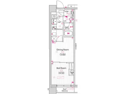 ガーラ・パークサイド亀戸(1DK/6階)の間取り写真