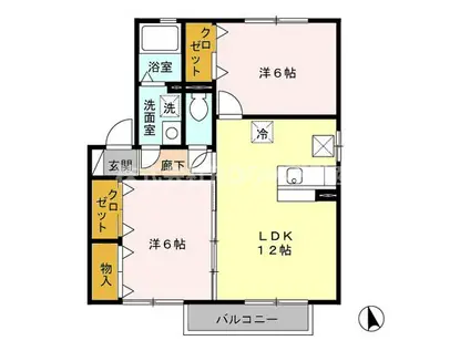 Dコートラスタ(2LDK/1階)の間取り写真