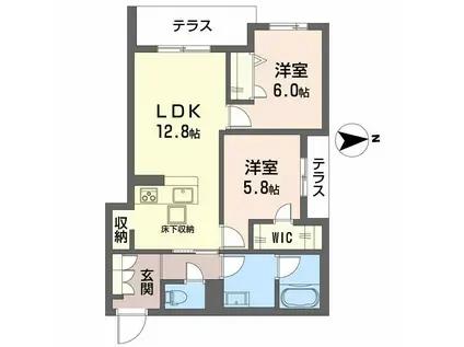 スプレンドーレ新金岡(2LDK/1階)の間取り写真
