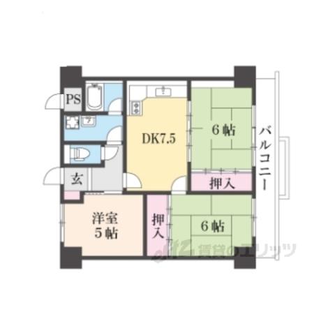 GREENRESIDENCE長浜(3DK/4階)の間取り写真
