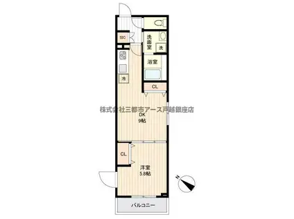 LA DOUCEUR下丸子(1LDK/4階)の間取り写真