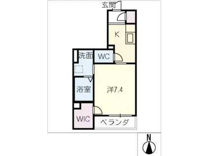 パレッテβ(1K/1階)の間取り写真