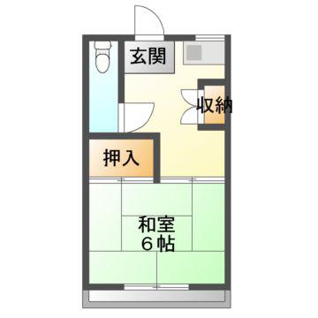 土方ビル(1K/2階)の間取り写真