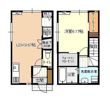ビオラ古定塚A棟(1LDK/1階)の間取り写真