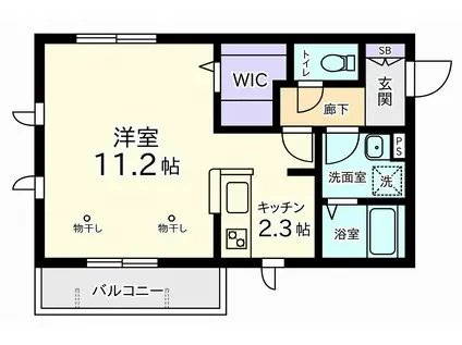 イヴ・カリーノ(1K/2階)の間取り写真