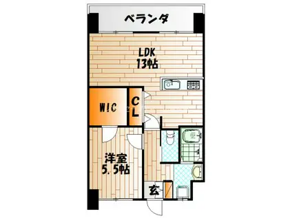 フェルト1113(1LDK/8階)の間取り写真