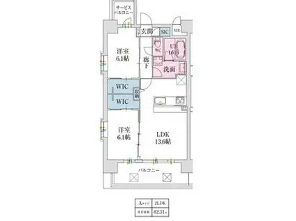 スプランディッド難波VII(2LDK/5階)の間取り写真